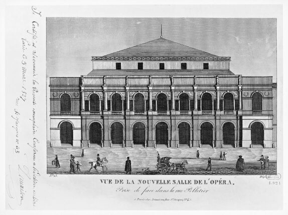 Budynek Opery Paryskiej przy ulicy Peletier, gdzie miały miejsce premiery baletów romantycznych. Budynek oddano do użytku 16 sierpnia 1821 roku. Fot. DEA PICTURE LIBRARY/De Agostini via Getty Images