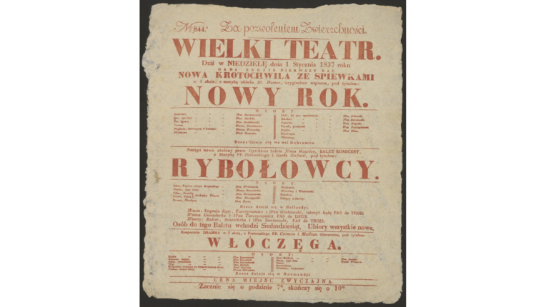 Afisz baletu „Rybołowcy z 1 stycznia 1837, Polona