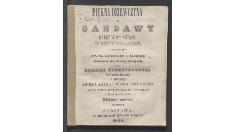 Program baletu „Piękna dziewczyna z Gandawy”, Warszawa 1848, Polona