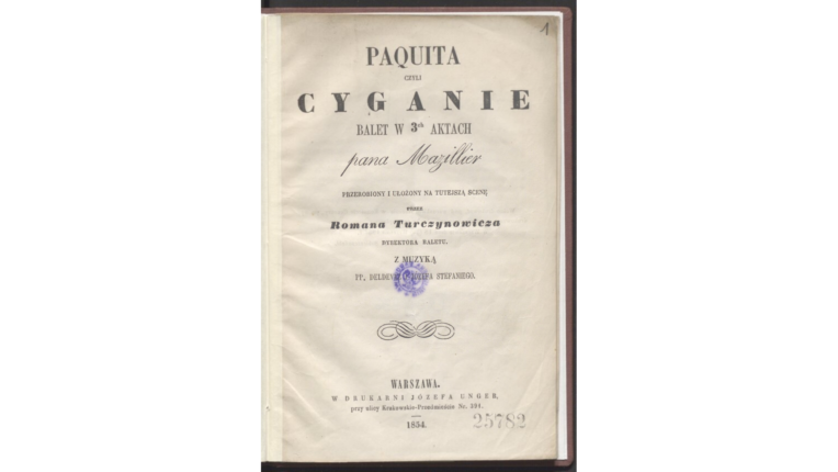 Program baletu „Paquita, czyli Cyganie”, Warszawa 1854, Polona