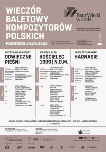 Teatr Wielki w Łodzi "Wieczór Baletowy Kompozytorów Polskich: Karłowicz | Kilar | Szymanowski" - afisz