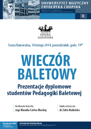 Zdjęcie: Warszawa/Teatr Wielki: Koncert studentów pedagogiki baletowej Uniwersytetu Muzycznego Fryderyka Chopina 2014