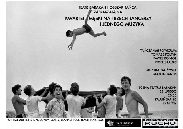 Zdjęcie: Kraków/Obszar tańca w Teatrze BARAKAH: Kwartet męski na trzech tancerzy i muzyka