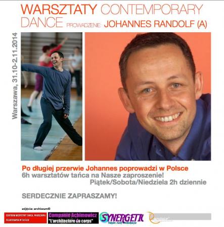 Zdjęcie: Warszawa: Warsztat „Technika tańca współczesnego i partnerowanie”. Prowadzenie: Joahnnes Randolf